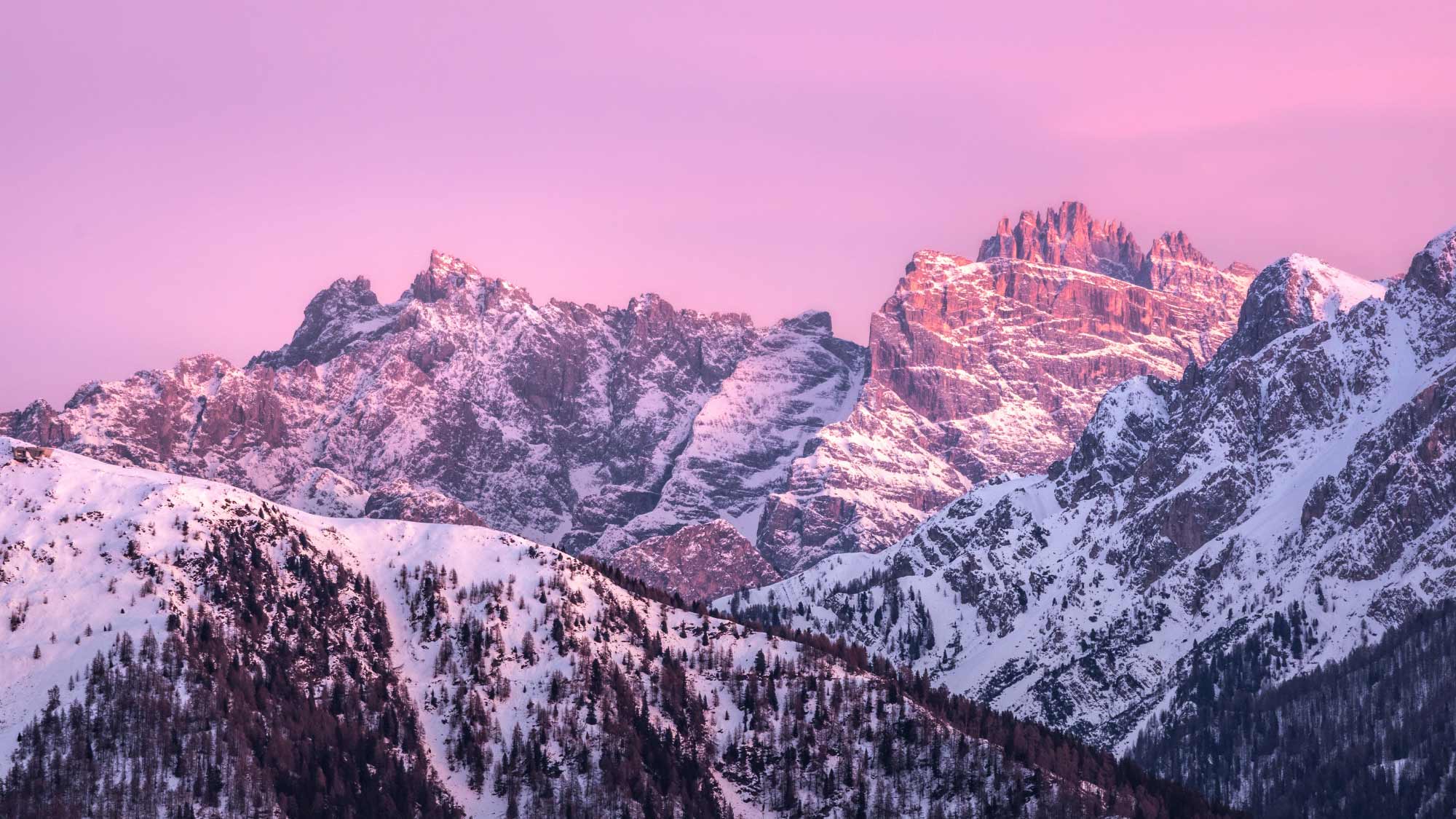 pink skies and mountain